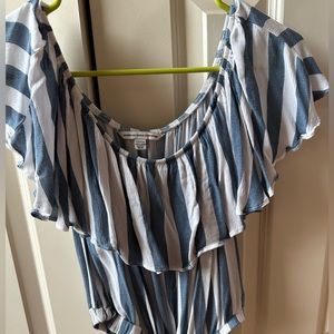 Off the Shoulder Striped Shirt